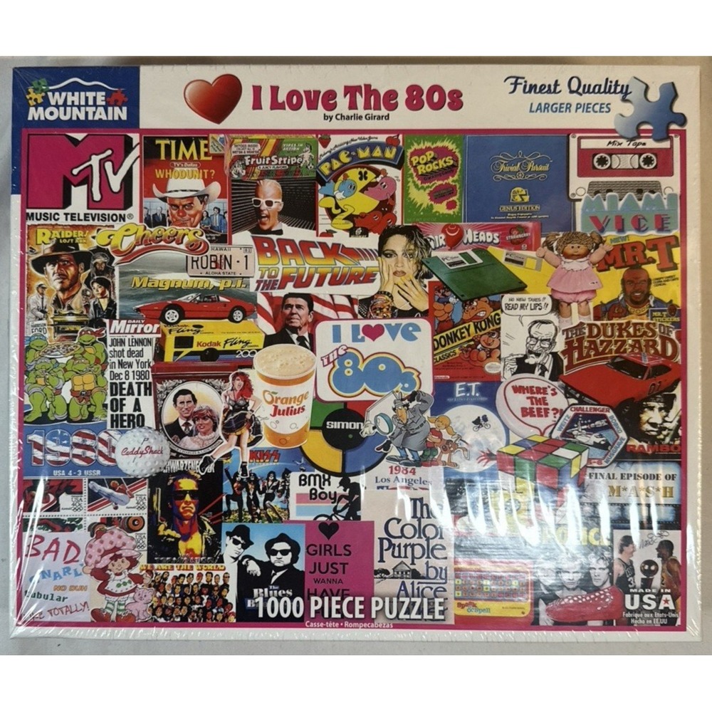 White Mountain 1000 Piece Puzzle - I love the 80s! # 1525 80s Pop Culture (50)